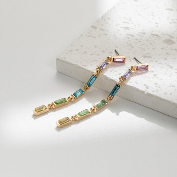 5/$25 Multi Color Crystal Long Drop Earrings - Picture 4 of 6